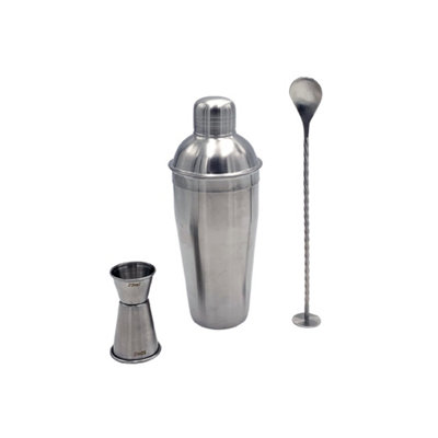 B&Q -  Stainless Steel  Professional 3 Pc Cocktail Shaker Set Matt Finish - Image 7