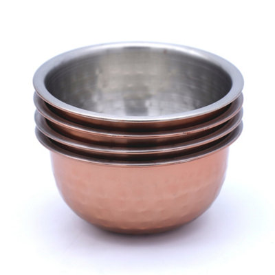 Buckingham Pure Copper Mixing Bowl With Hammered Finish Mini Copper Serving Bowls (Pack Of 4)
