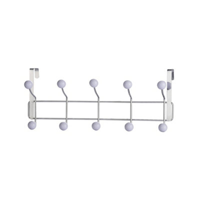 B&Q -  Door 10 Hook Hanger Chrome Plated White Plastic Balls Premium Quality