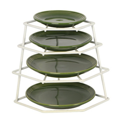 Buckingham 4-Tier Corner Kitchen Rack Space Saving Plate, Bowl & Cupboard Shelf Organizer White