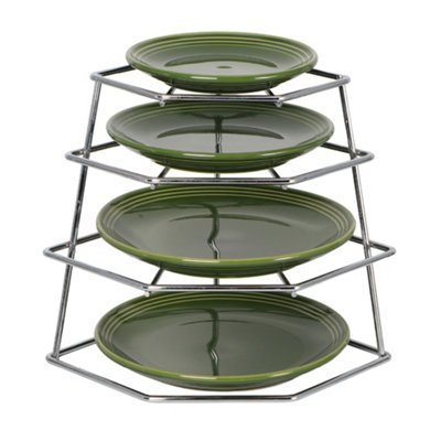 B&Q -  4-Tier Chorme Corner Kitchen Rack Space Saving PlateBowl & Cupboard Shelf Organizer