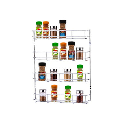 Buckingham 5 Tier Spice & Herb Rack Heavy Duty Chrome Wall Mounted Organiser 38.5 Cm from B&Q
