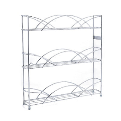 B&Q -  3 Tier Free Standing Spice & Herb Rack Jar Holder Organiser Storage Chrome