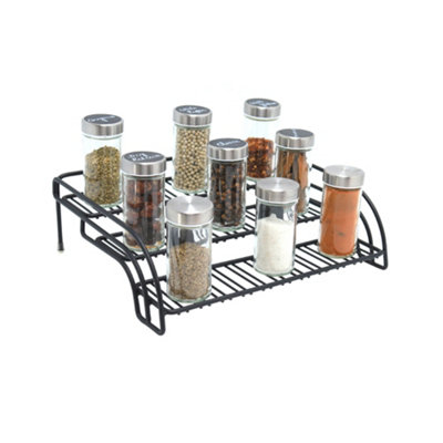 B&Q -  3 Tier Spice & Herb Rack Jar Holder Cupboard Storage Organiser Black High End Premium Quality
