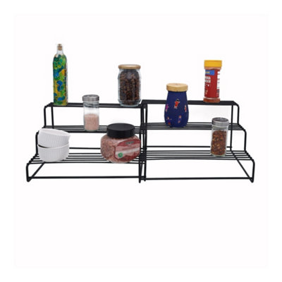 Buckingham 3 Tier Expandable Spice & Herb Rack Jar Holder Cupboard Organiser Black High End Premium Quality from B&Q