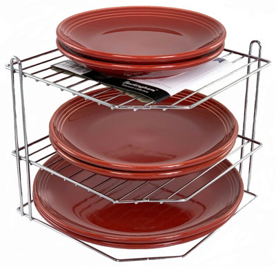Buckingham 3 Tier Corner Plate Kitchen Cupboard Organiser Tidy Storage Rack 23Cm Chrome Plated from B&Q