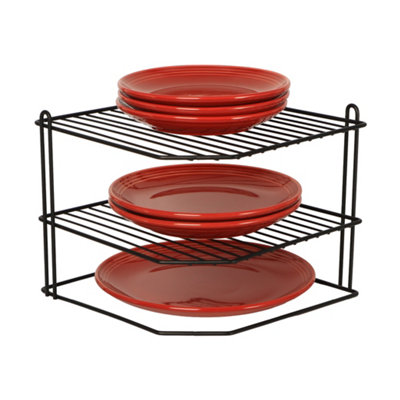 Buckingham 3 Tier Corner Plate Kitchen Cupboard Organiser Tidy Storage Rack 28 Cm Black from B&Q