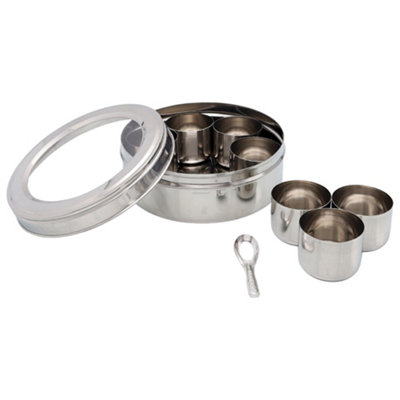B&Q -  Stainless Steel Spice Box Jar Condiment Storage Container 16.5 Cm