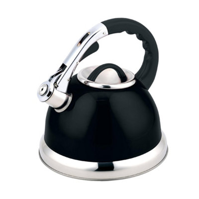 Buckingham Whistling Kettle Black Stainless Stove Top Induction Gas 3.5 L from B&Q