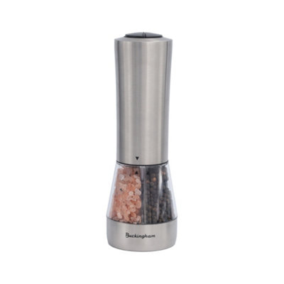Buckingham Electric Salt & Pepper Mill Stainless Steel Classic Acrylic Battery Operated Ceramic Grinders For Spices