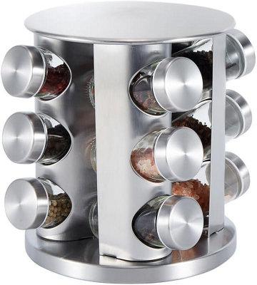 Buckingham Stainless Steel Rotating Spice & Herb Rack Including 12 Glass Jars from B&Q