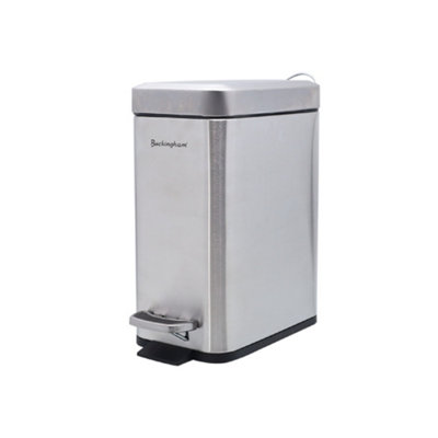 Buckingham Stainless Steel Soft Closing Rectangular Pedal Waste Bin 5 Litre from B&Q