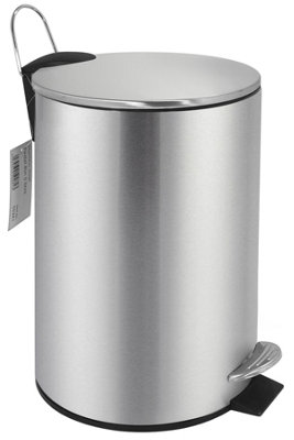Buckingham Stainless Steel Pedal Waste Trash Bin Office Bathroom Kitchen With Plastic Inner Bucket3 Litre from B&Q