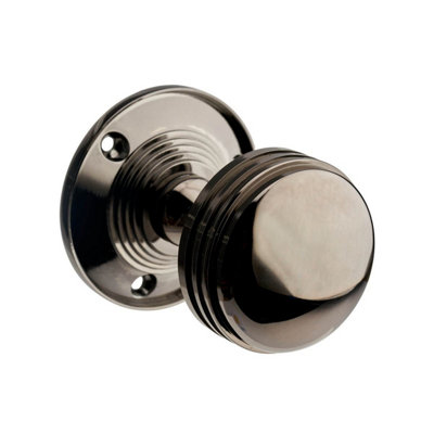 Sprung Ringed Mortice Door KnobBlack NickelPairDesigner Levers from B&Q