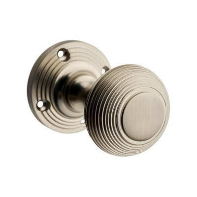 Beehive Mortice Door KnobBrushed NickelPairDesigner Levers from B&Q