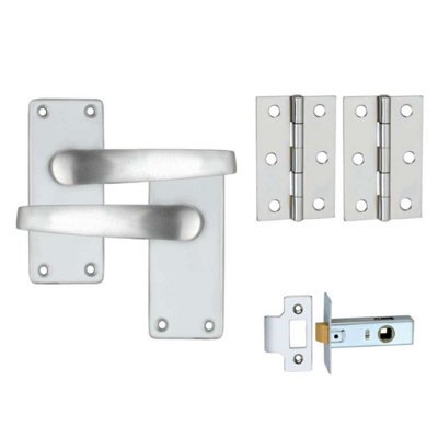 Atticus Straight Lever Latch Door Handle PackSatin AluminiumHandle/latch/hingesDesigner Levers from B&Q