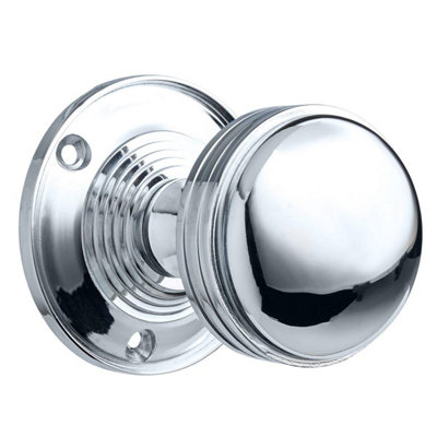 Sprung Ringed Mortice Door KnobChromePairDesigner Levers from B&Q