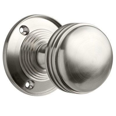Sprung Ringed Mortice Door KnobSatin NickelPairDesigner Levers from B&Q