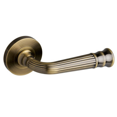 Whitby Lever On Large Rose Door HandleAntique BrassPairDesigner Levers from B&Q