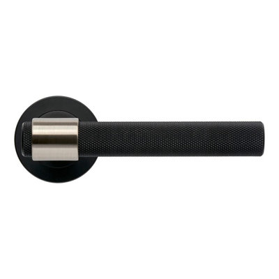 Kensington Knurled Lever On Rose Door HandleSatin Nickel/matte BlackPairDesigner Levers from B&Q