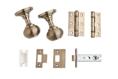 Beehive Mortice Door KnobAntique BrassComplete Door PackDesigner Levers from B&Q