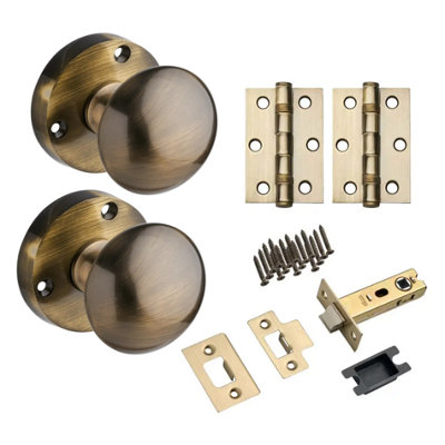 Victorian Sprung Mortice Door KnobAntique BrassComplete Door PackDesigner Levers from B&Q