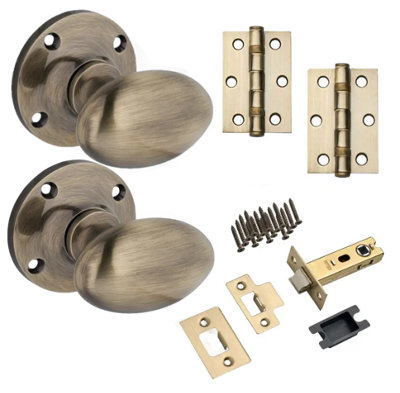 Oval Unsprung Mortice Door KnobAntique BrassComplete Door PackInternalDesigner Levers from B&Q