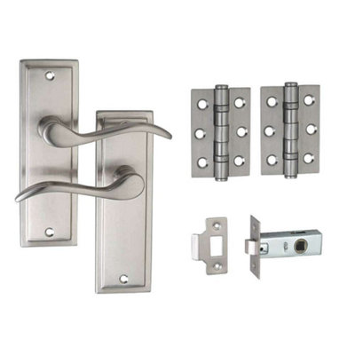 Berkeley Lever Latch Door Handle PackSatin NickelHandle/hinges/latchDesigner Levers from B&Q