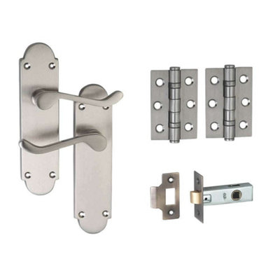 Brora Scroll Lever Latch Door Handle PackSatin NickelHandle/hinges/latchDesigner Levers from B&Q
