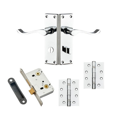 Hardware Solutions Victorian Scroll Lever Bathroom Door HandlePolished ChromeComplete Door PackInternalDesigner Levers from B&Q
