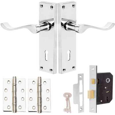 Victorian Scroll Lever Sashlock Door HandlePolished ChromeComplete Door PackInternal Or ExteriorDesigner Levers from B&Q