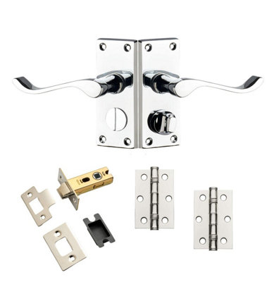 Victorian Scroll Lever Thumb Lock Privacy Door HandlePolished ChromeComplete Door PackDesigner Levers from B&Q