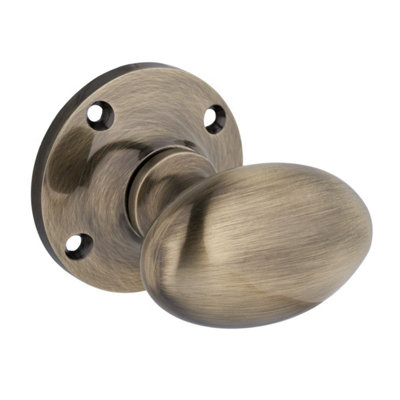 Oval Mortice Door KnobAntique BrassPairInternalDesigner Levers from B&Q