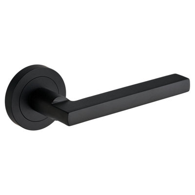 Scylla Lever Door Handle On RoseMatte BlackPairDesigner Levers from B&Q