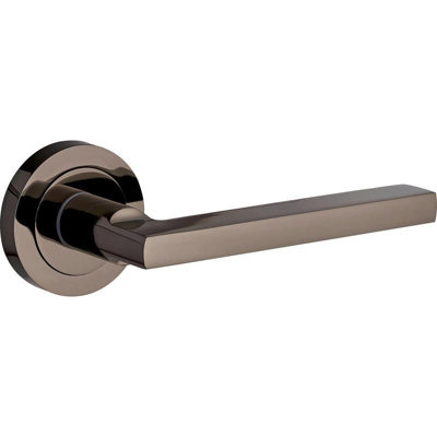 Scylla Lever Door Handle On RoseBlack NickelPairDesigner Levers from B&Q