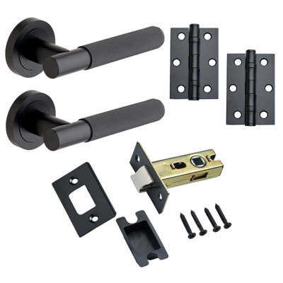 Marylebone Knurled Lever On Rose Door PackMatt BlackHandle/hinges/door LatchDesigner Levers from B&Q