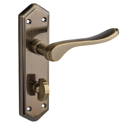 Bewdley Thumbturn Lock Bathroom Door HandleAntique BrassPairDesigner Levers from B&Q