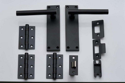 T-Bar Straight Lever Latch Door PackMatte BlackHandle/hinges/door LatchDesigner Levers from B&Q