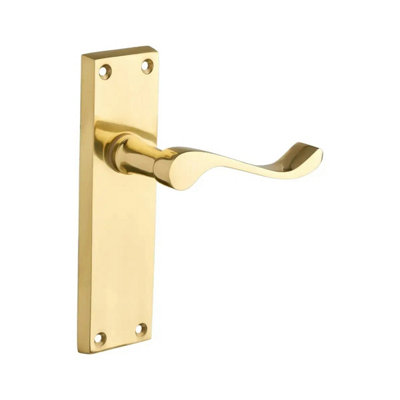 Victorian Scroll Lever Door Handles - Polished Brass - 1 Pair - Latch Door Handle - Interior Use - Long Latch 5034344209343 - Image 2
