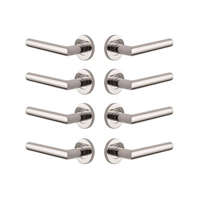 Eros Lever On Rose Door Handle PackPolished Stainless Steel4 PairsDesigner Levers from B&Q