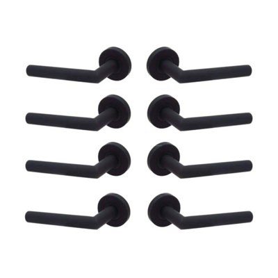 Eros Lever On Rose Door Handle PackMatte Black4 PairsDesigner Levers from B&Q