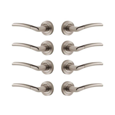 Augusta Lever On Rose Door Handle PackDual Tone NickelSet Of 4 PairsDesigner Levers