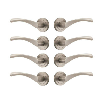 Marvel Lever On Rose Door HandleBrushed NickelPack Of 4 PairsInternalDesigner Levers from B&Q