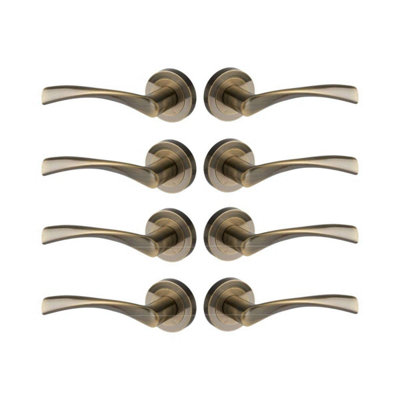 Marvel Lever On Rose Door HandleAntique BrassPack Of 4 PairsInternalDesigner Levers from B&Q