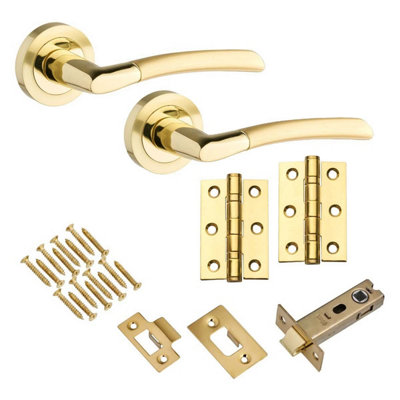 Augusta Lever On Rose Door HandleDual Tone BrassComplete Door PackDesigner Levers