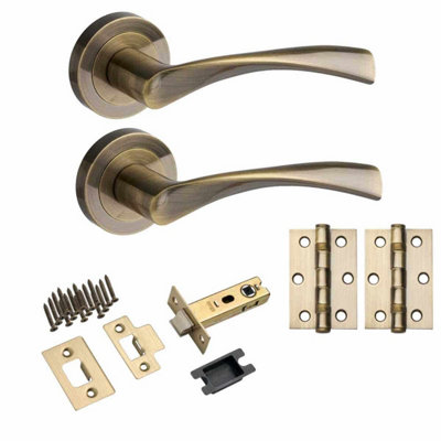 Marvel Lever On Rose Door HandleAntique BrassLatch & Hinge PackDesigner Levers from B&Q