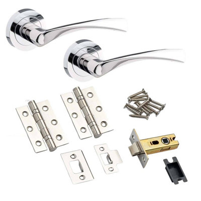 Marvel Lever On Rose Door HandleChromeLatch & Hinge PackDesigner Levers from B&Q
