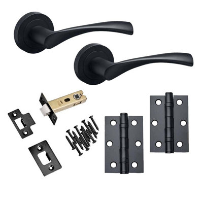 Marvel Lever On Rose Door HandleMatte BlackLatch & Hinge Door PackDesigner Levers from B&Q