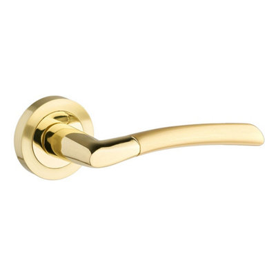 Augusta Lever On Rose Door HandleDual Tone BrassPairDesigner Levers