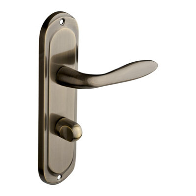 Mocho Lever Thumb Lock Bathroom Door HandleAntique BrassInternalPairDesigner Levers from B&Q